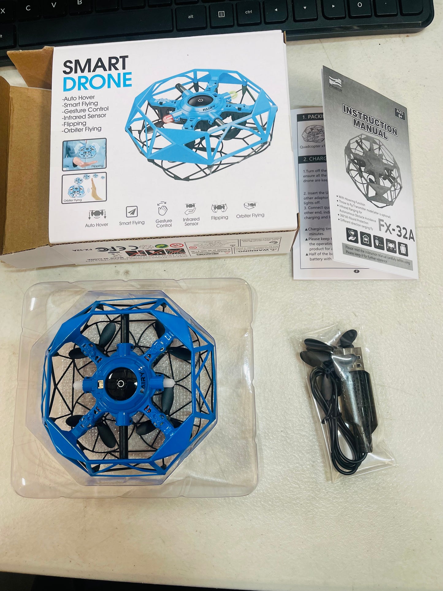 Hand Operated Mini Drone, Quad Induction Levitation UFO, 360° Indoor Drone