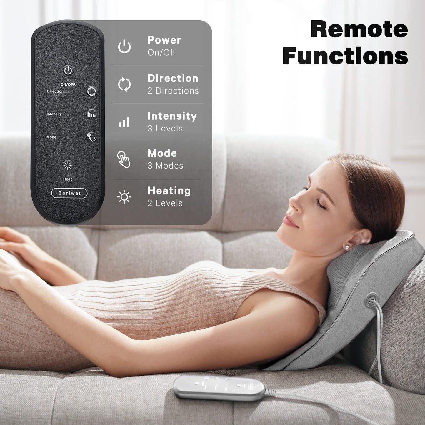 Neck and Shoulder Massager with Heat, Shiatsu Massage Pillow with 3D Deep Tissue