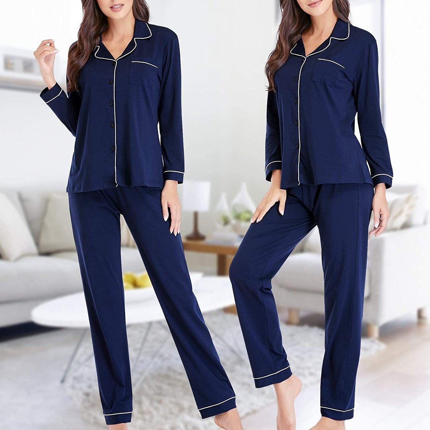 NEW Women's Soft Set Two Piece Pajama Set Classic Comfort Pajamas LY888_4