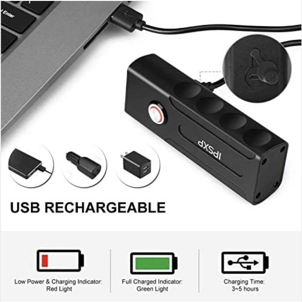 1000 Lumens Bike Light or Taillight Combinations, USB Rechargeable