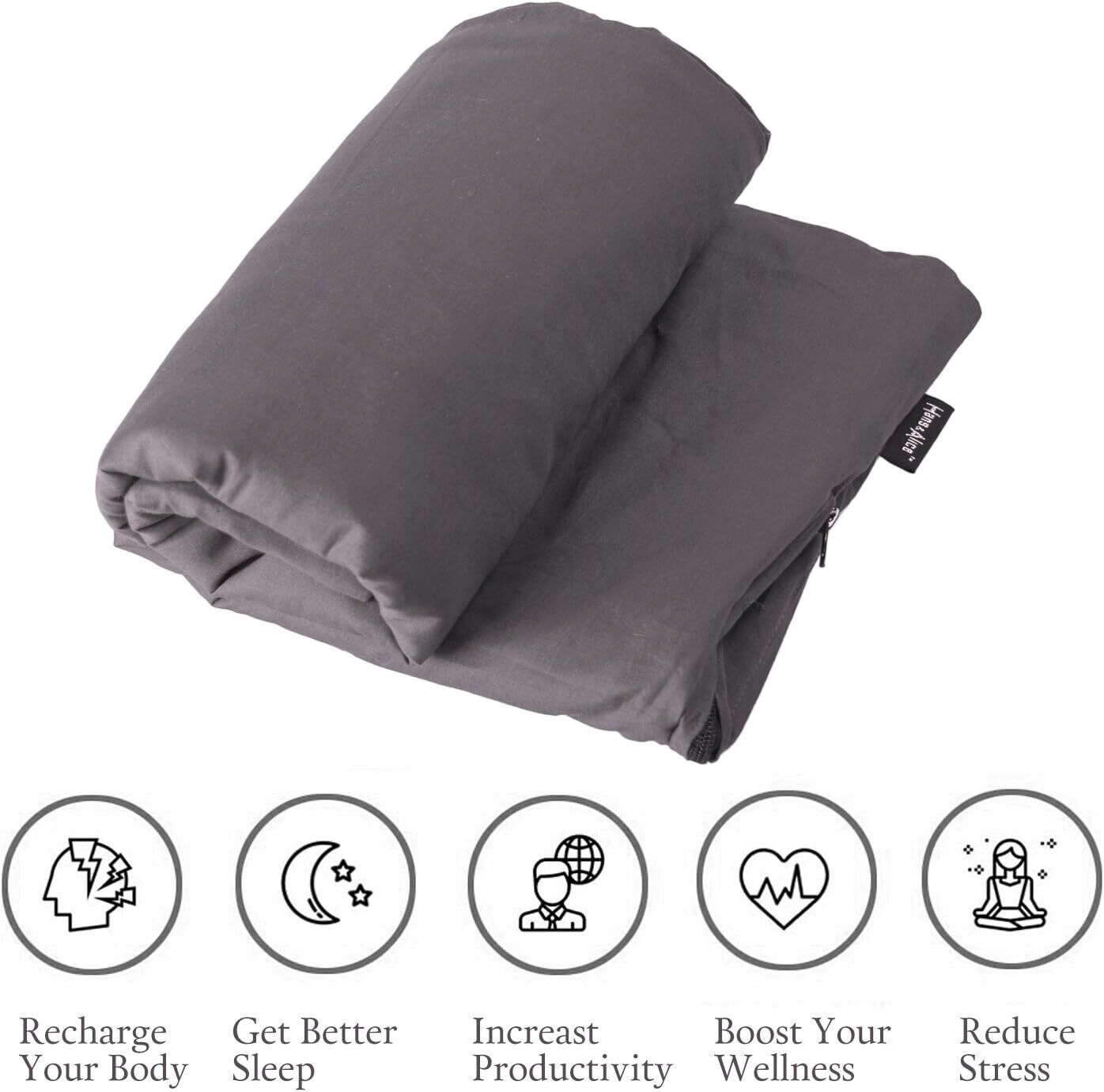 weighted blanket With Washable Cotton Cover 60'' x 80'' Grey