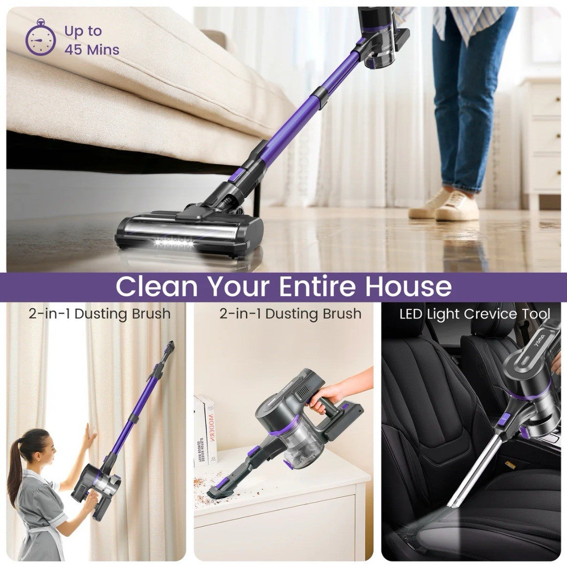 BLUE ONLY Cordless Vacuum Cleaner, 350W Powerful Cordless Stick Vacuum,