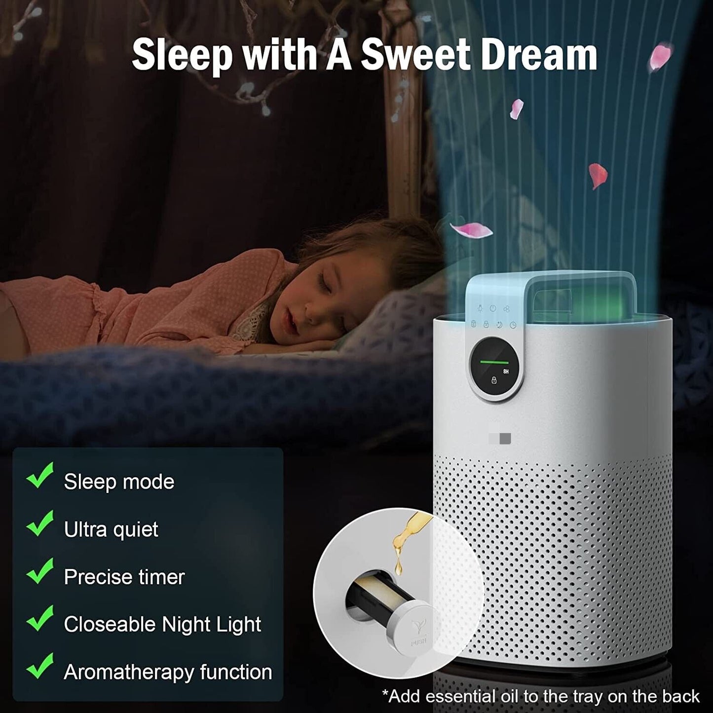 TOPPIN 600 ft² air purifier AP003 Child Lock, 3 Fan Speeds H13 True HEPA Filter