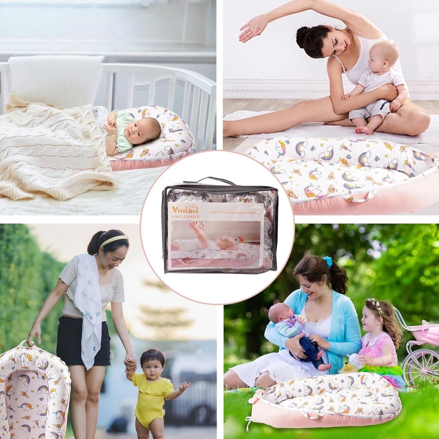 Baby Lounger for Newborn, Soft Breathable Lounger Cover Fits 0-24 Months
