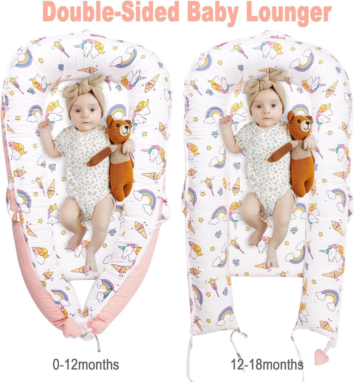 Baby Lounger for Newborn, Soft Breathable Lounger Cover Fits 0-24 Months