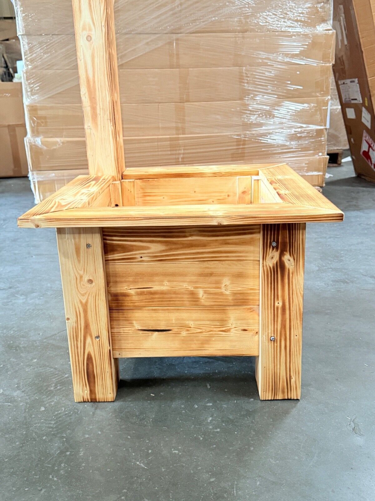 Rustic Wooden Planter Box with Mailbox & Birdhouse Display Stand – Handmade Outdoor Garden Flower Pot Stand (Decor Not Included)