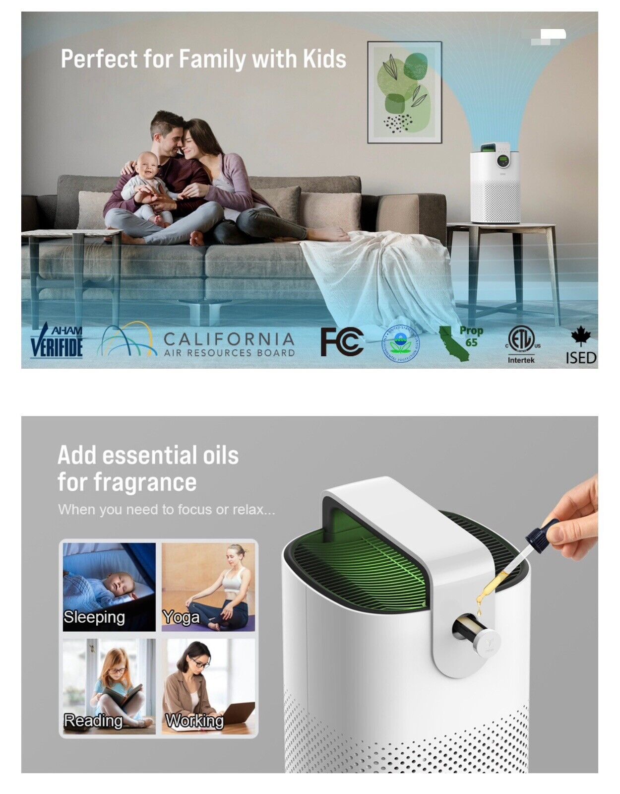 TOPPIN 600 ft² air purifier AP003 Child Lock, 3 Fan Speeds H13 True HEPA Filter