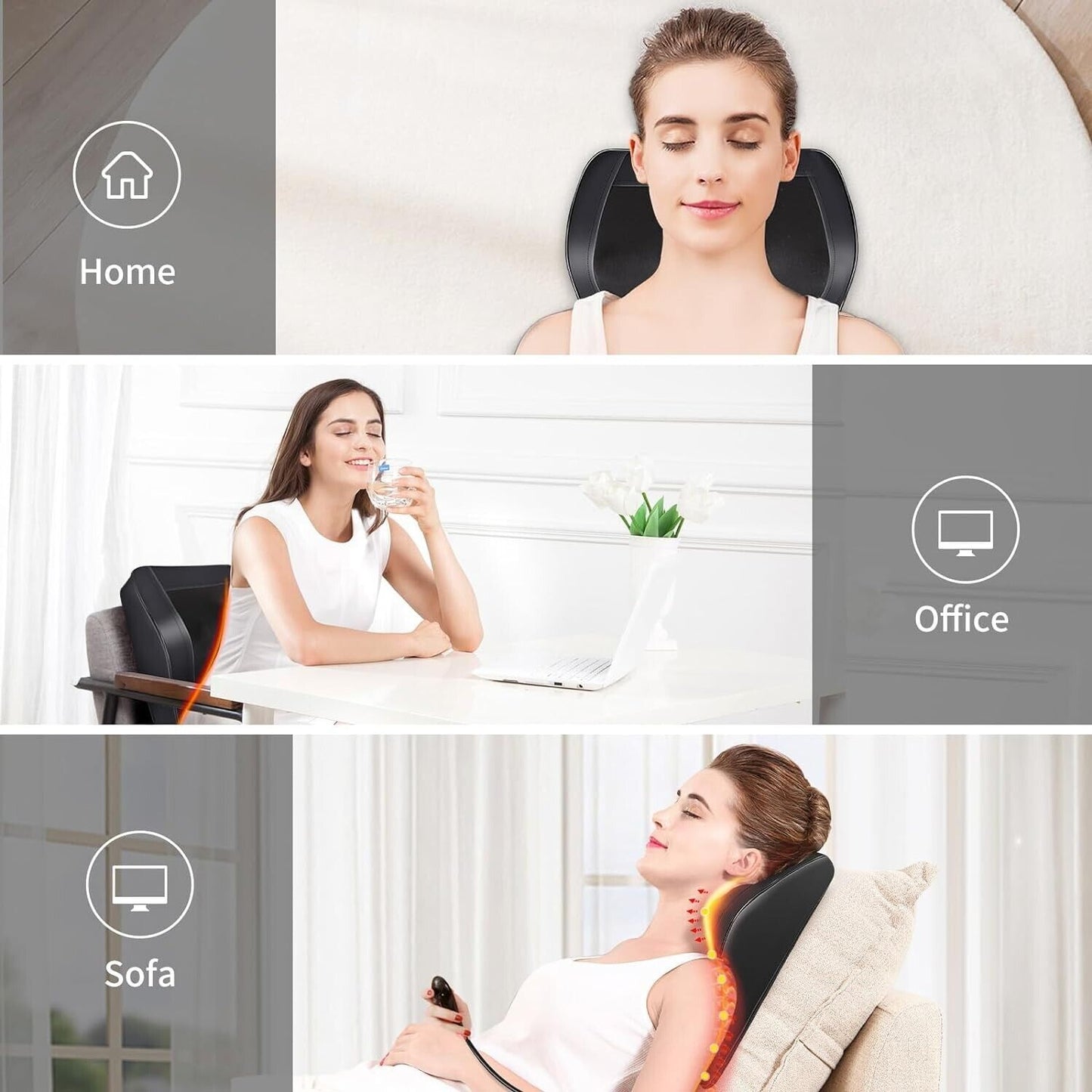 Neck and Shoulder Massager with Heat, Shiatsu Massage Pillow with 3D Deep Tissue