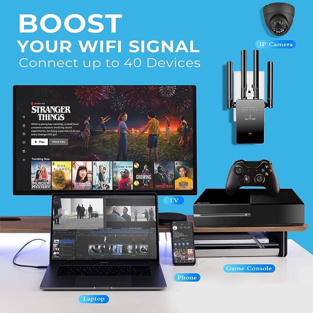 WiFi Extender Signal Booster Up To 9956 sq.ft Coverage