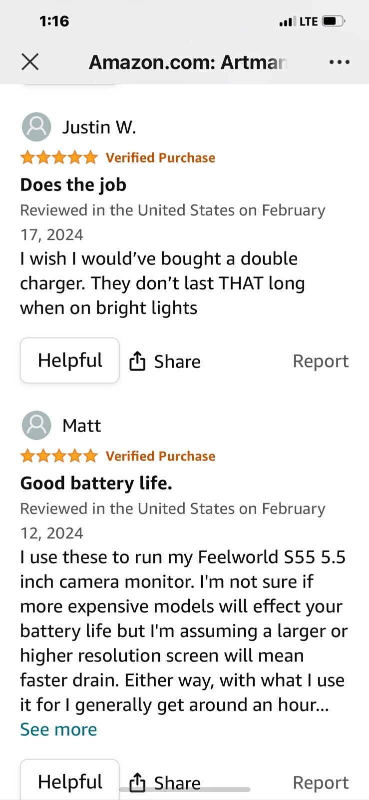 NP-F550 Battery 2-Pack + Wall Charger for Sony 2600mAh