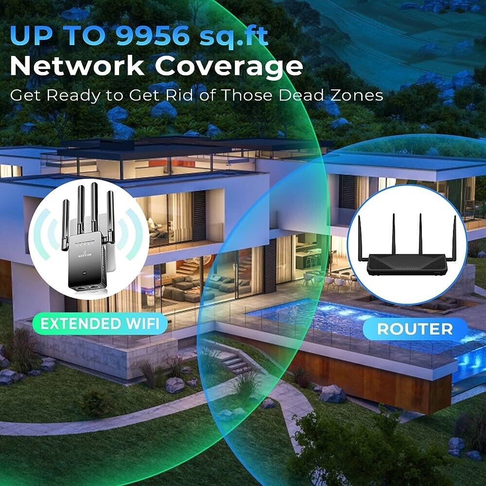 WiFi Extender Signal Booster Up To 9956 sq.ft Coverage