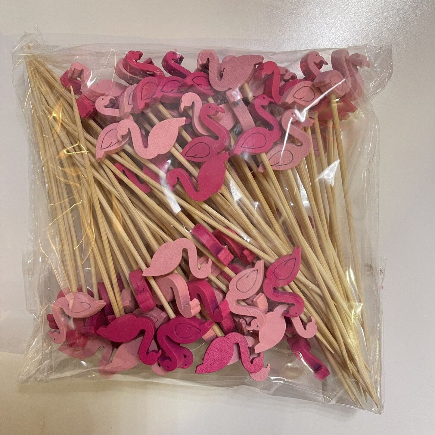 100 Pcs 5inch Cocktail Picks flamingo Handmade Sticks Bamboo Toothpicks