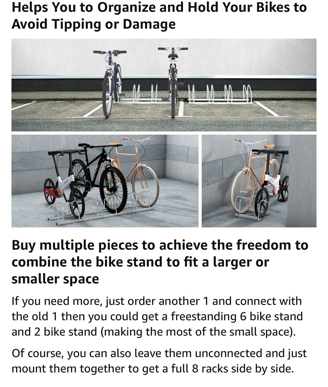 4 Bikes Floor Rack Stand Steel Bicycle Storage Organizer Parking Holder