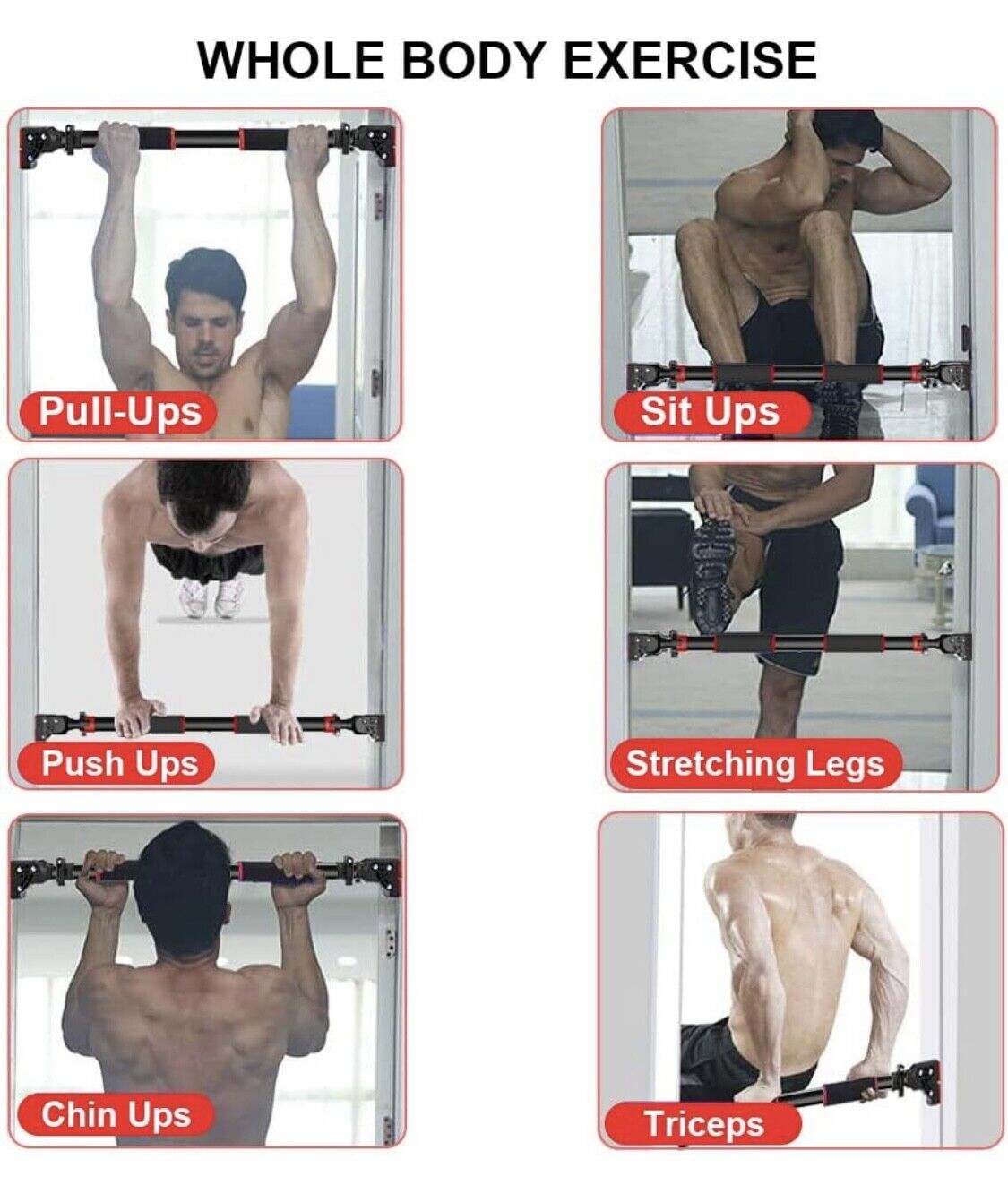 Pull Up Bar for Doorway Chin Up Bar No Screw Strength Training Home Workout