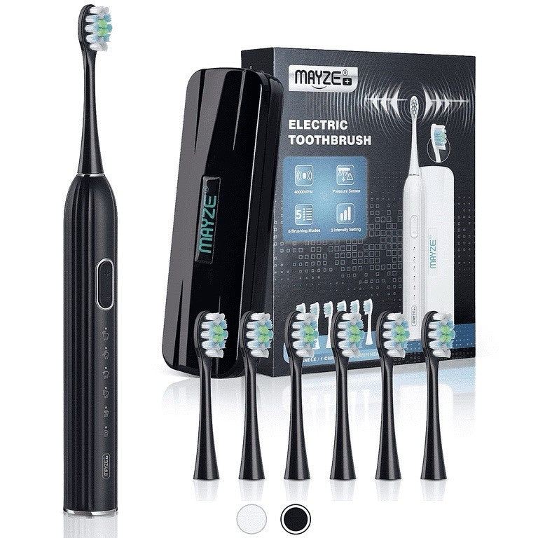 electric Toothbrush for Adults, with 6 Brush Heads, 5 Modes & 3 Intensity Levels