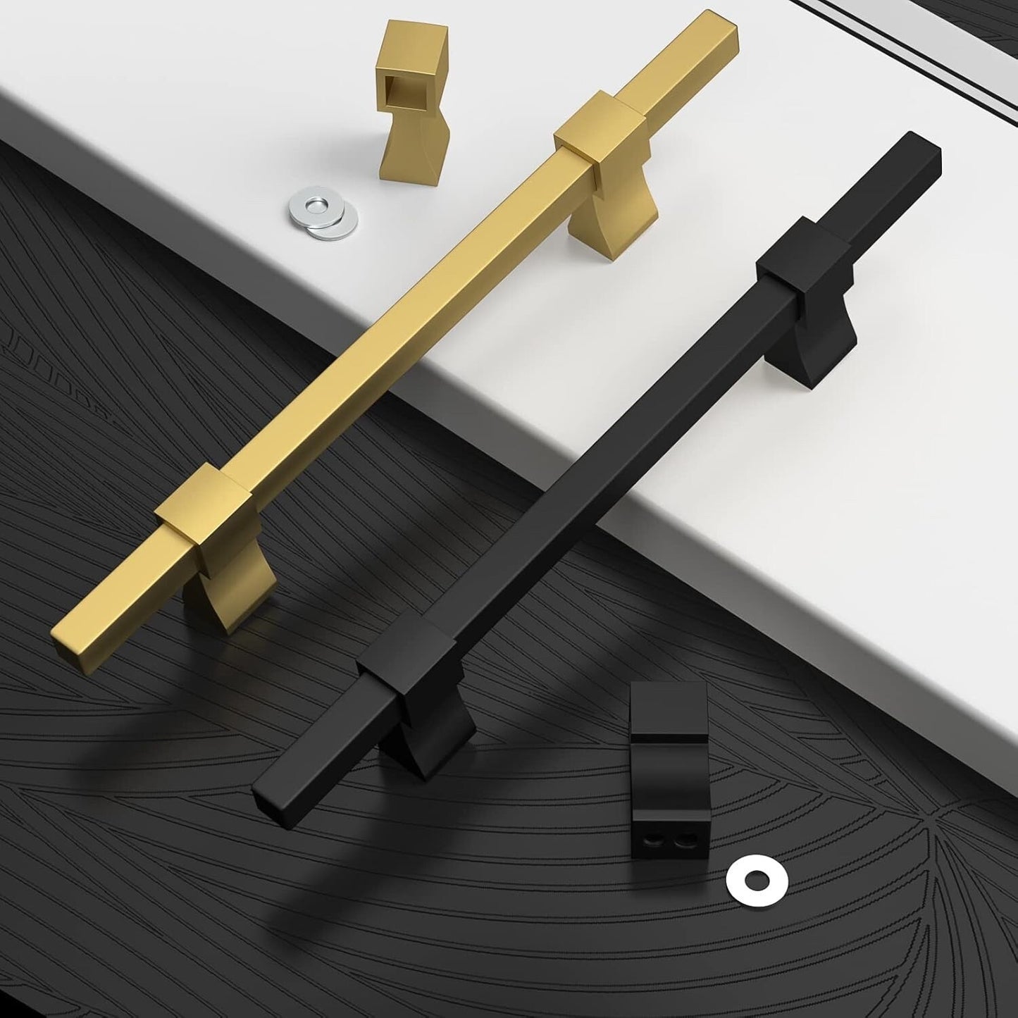 10 Pack Adjustable Black Cabinet Pulls 1-3/8" to 4" (35-102mm) Adjustable Hole D