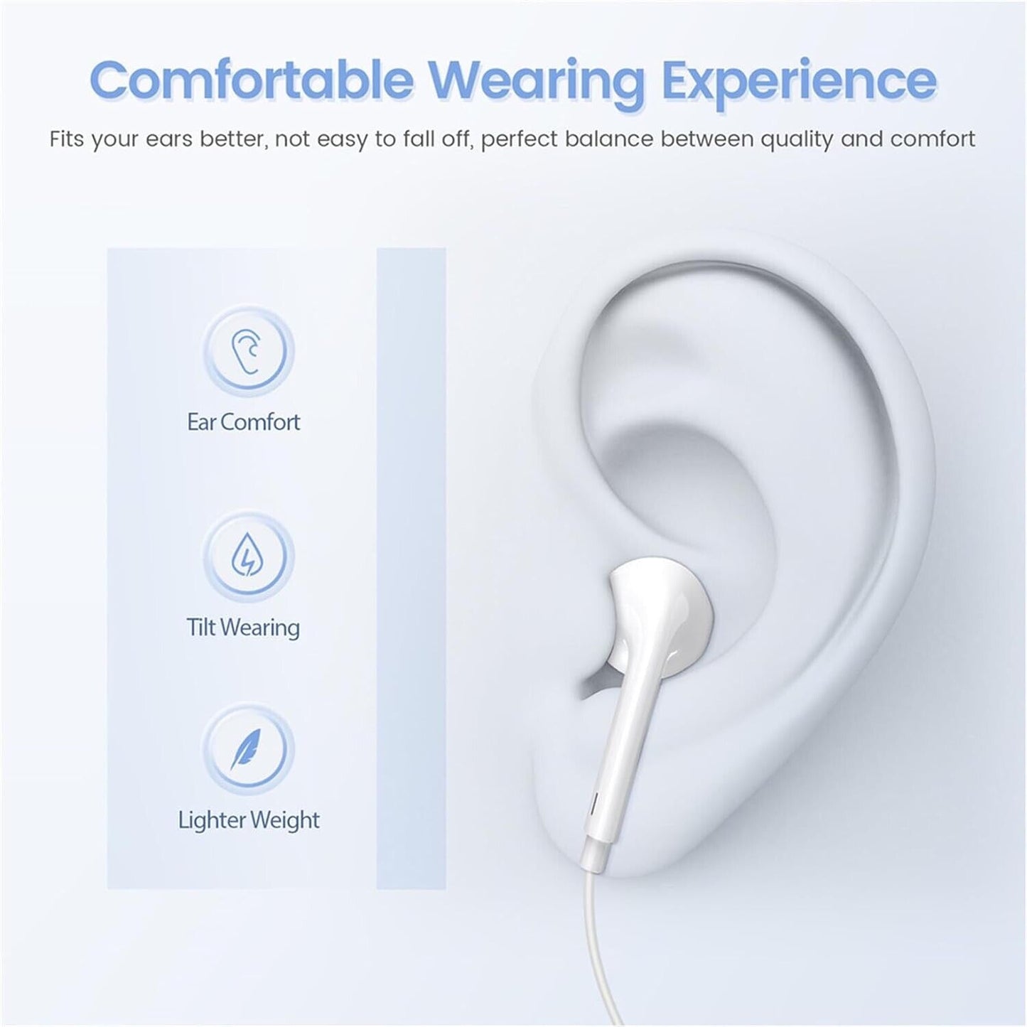 2 Packs-Earbuds for iPhone Headphones Wired Lightning Earphones Headphones
