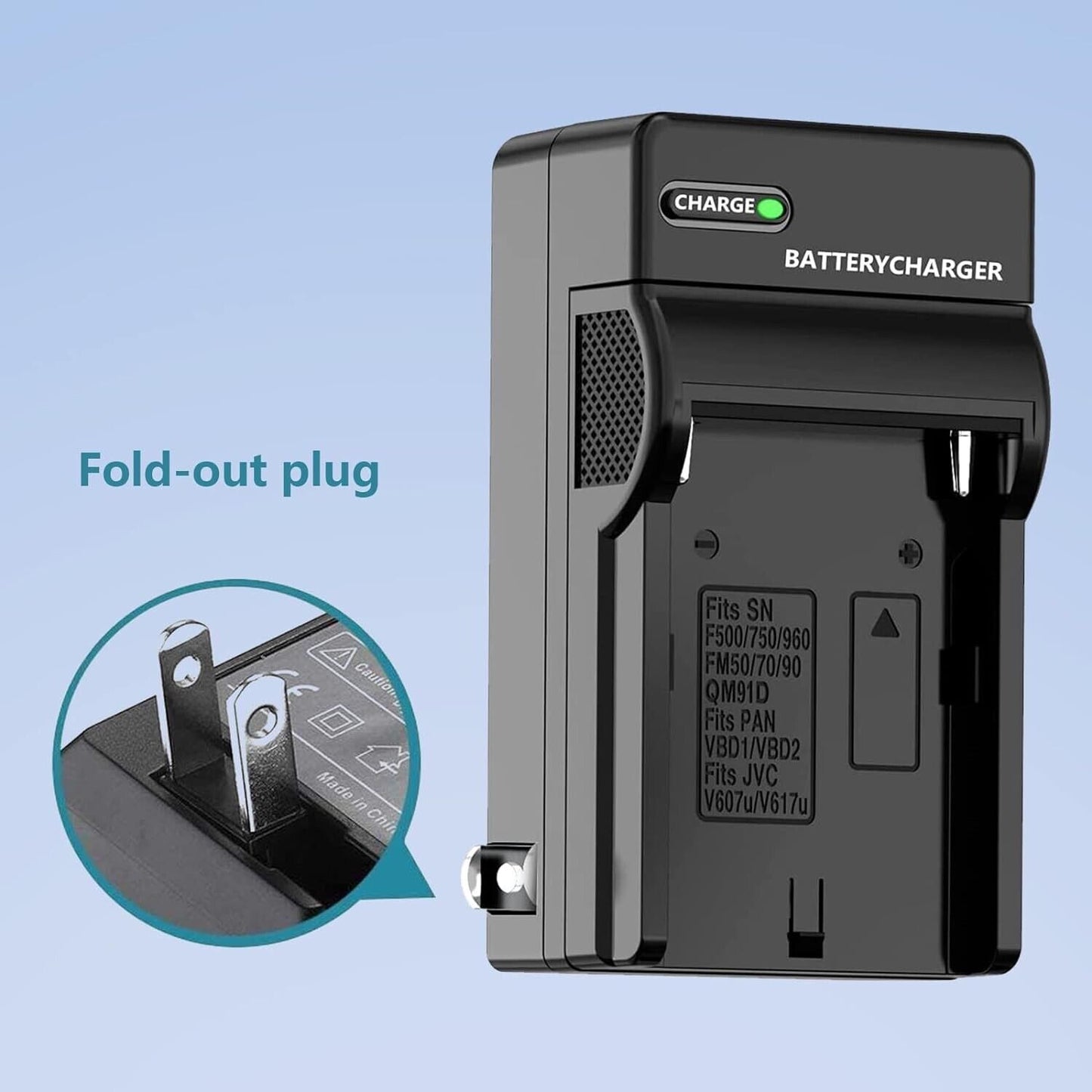 NP-F550 Battery 2-Pack + Wall Charger for Sony 2600mAh