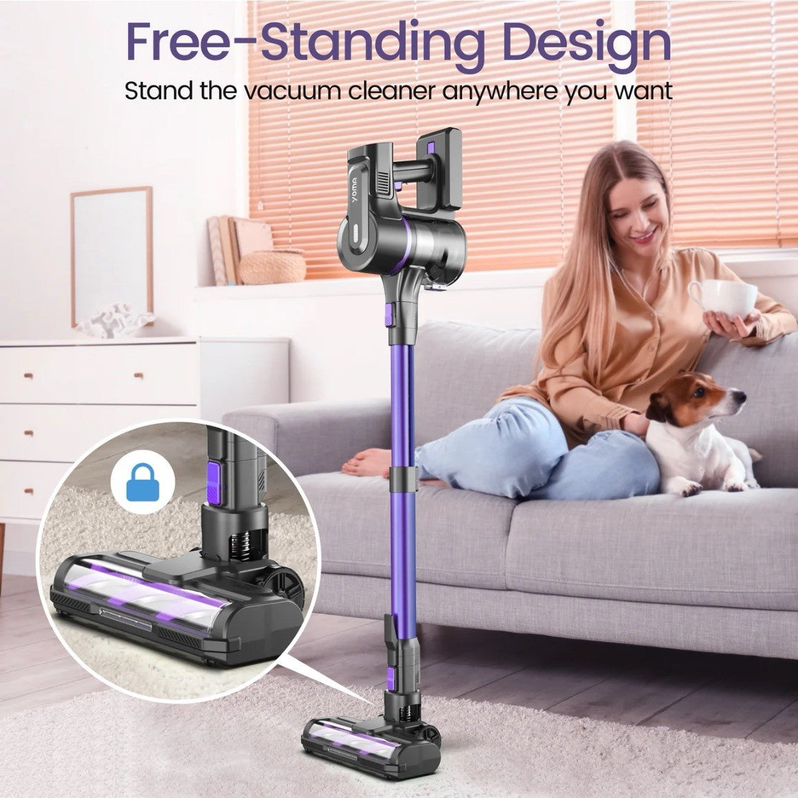 BLUE ONLY Cordless Vacuum Cleaner, 350W Powerful Cordless Stick Vacuum,