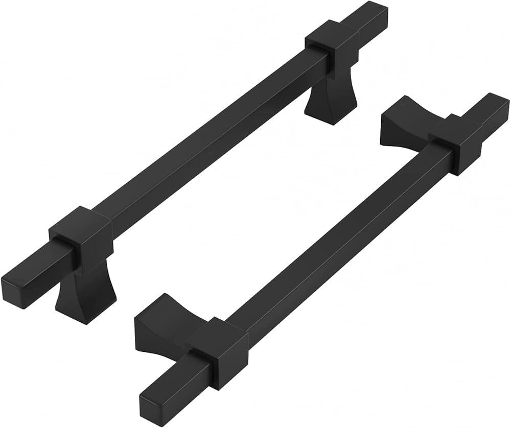 10 Pack Adjustable Black Cabinet Pulls 1-3/8" to 4" (35-102mm) Adjustable Hole D