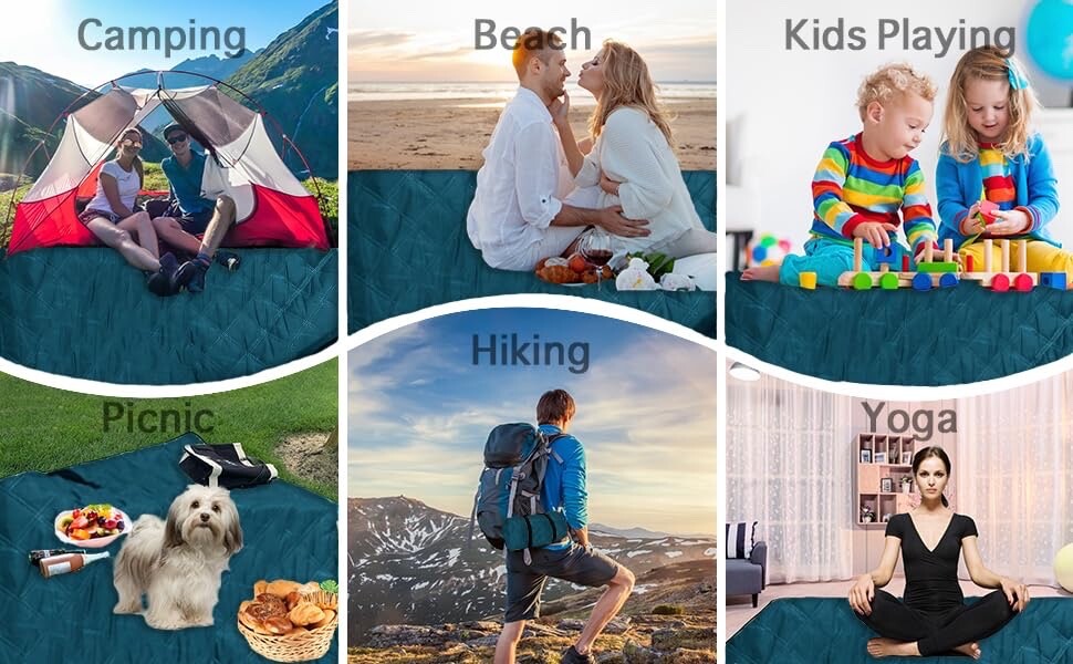 82”x55” Outdoor Waterproof Camping Blanket - Hooded Fleece Windproof Blanket