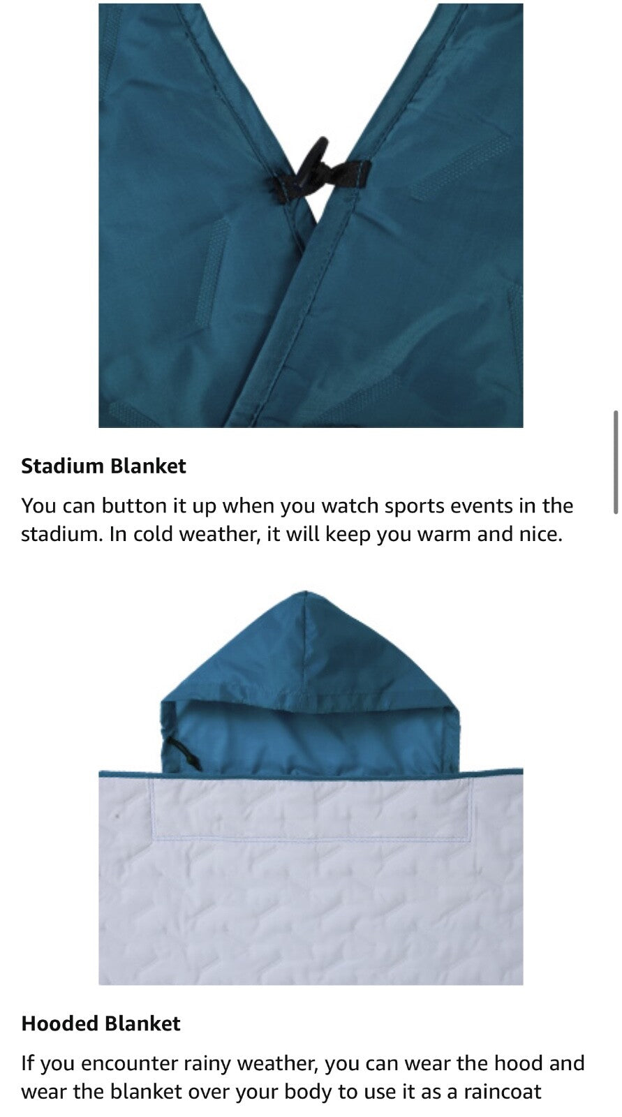 82”x55” Outdoor Waterproof Camping Blanket - Hooded Fleece Windproof Blanket