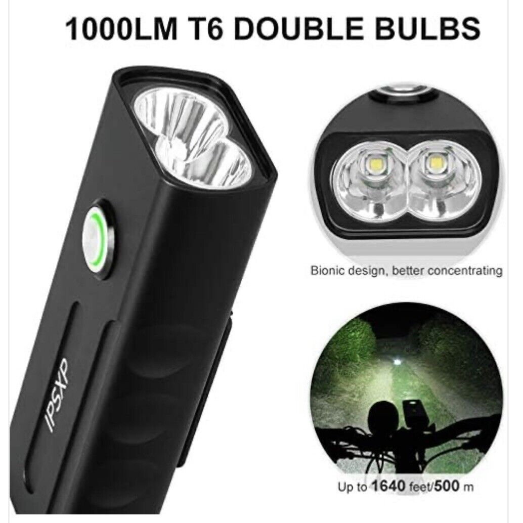 1000 Lumens Bike Light or Taillight Combinations, USB Rechargeable