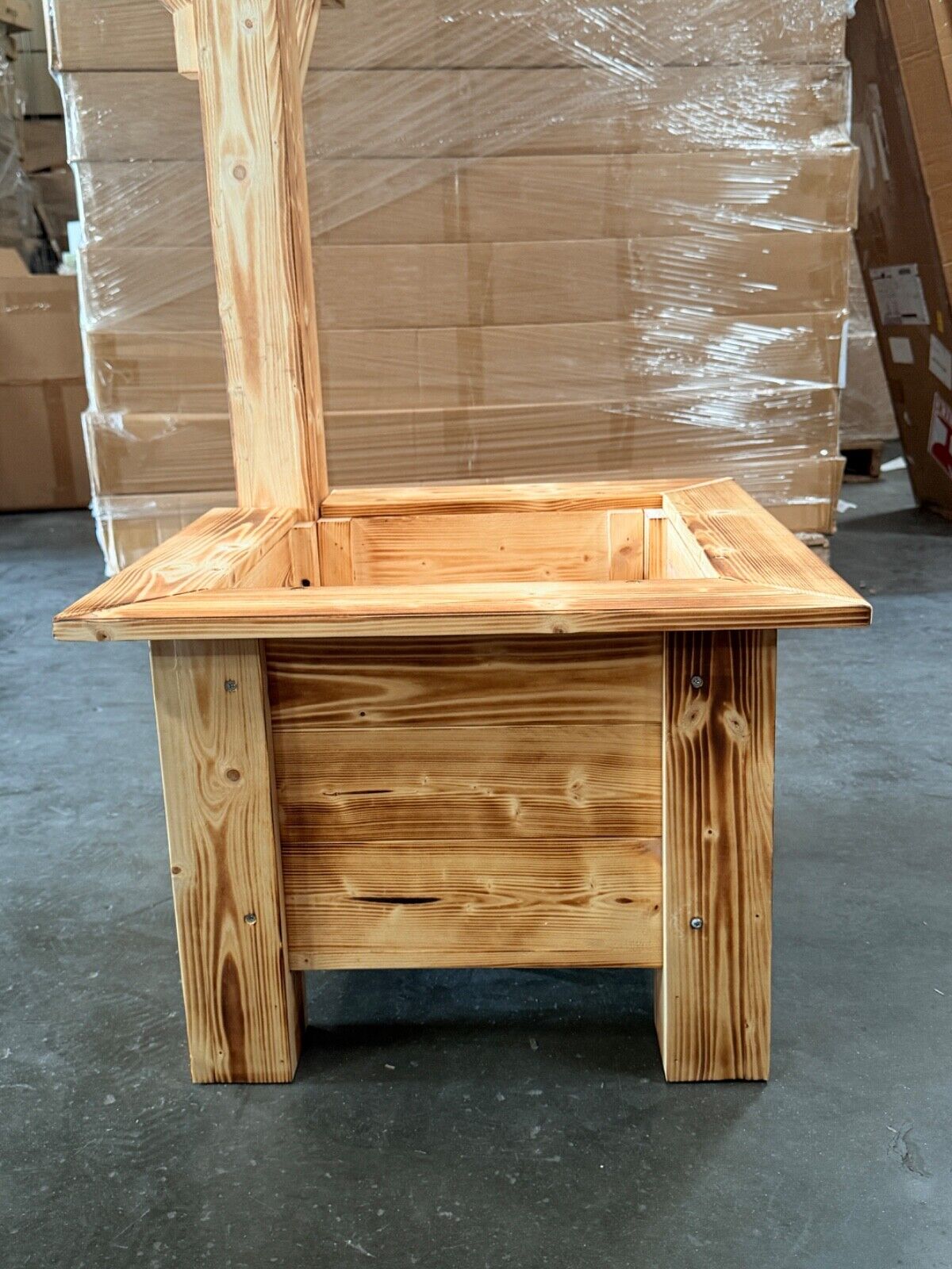 Rustic Wooden Planter Box with Mailbox & Birdhouse Display Stand – Handmade Outdoor Garden Flower Pot Stand (Decor Not Included)