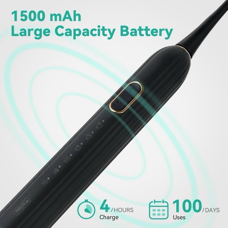 electric Toothbrush for Adults, with 6 Brush Heads, 5 Modes & 3 Intensity Levels