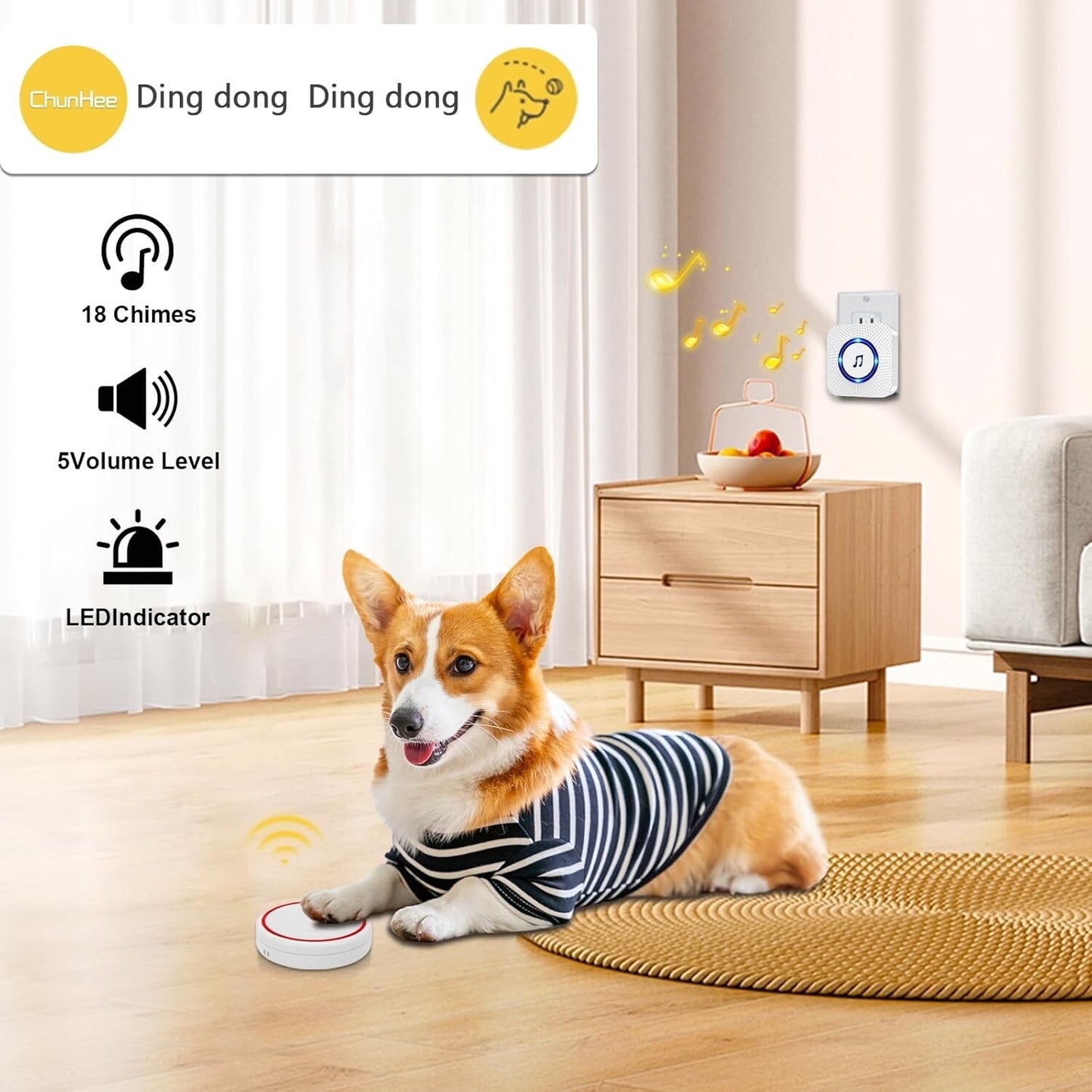 Smart Dog DoorBell Wireless Puppy DoorBell for Potty Training