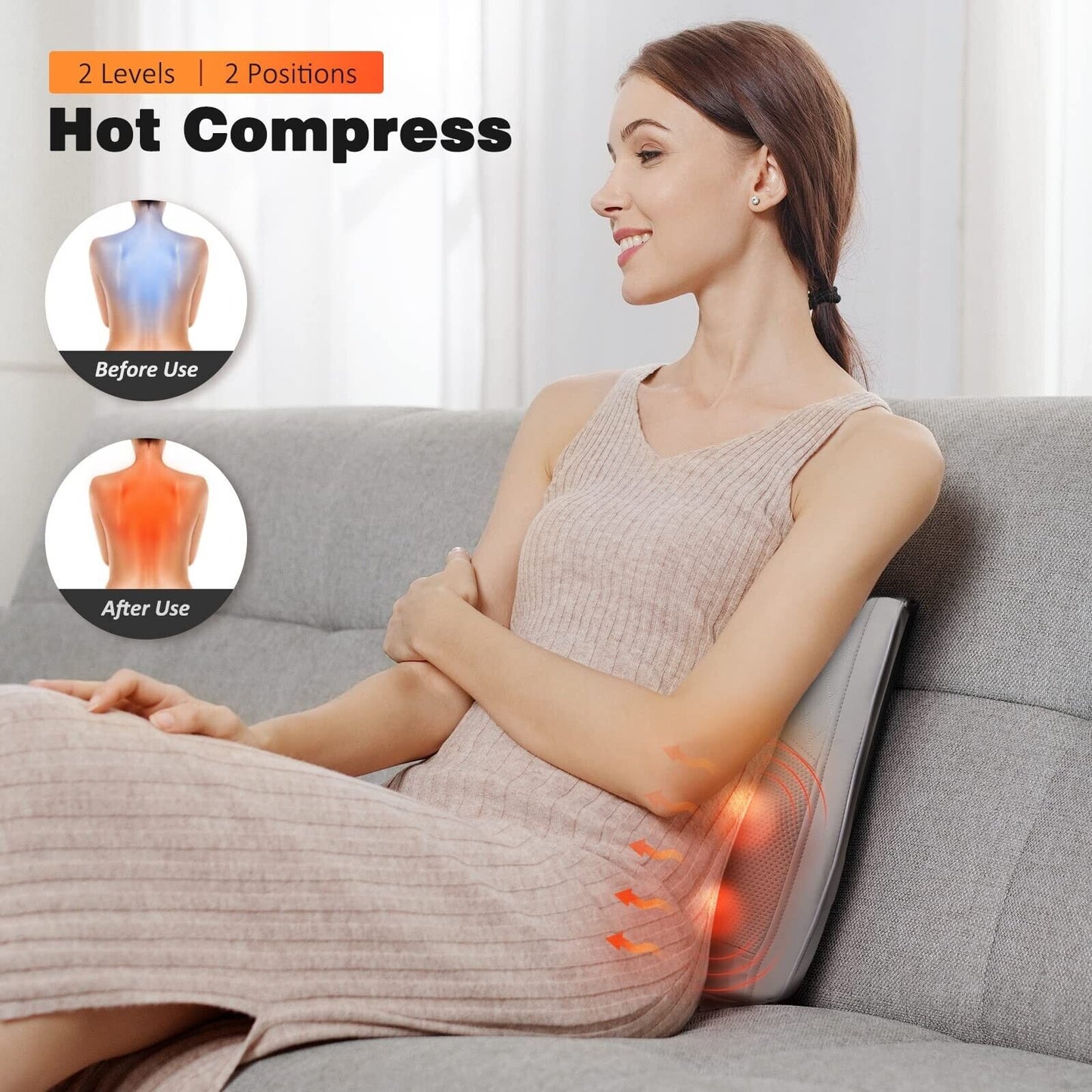 Neck and Shoulder Massager with Heat, Shiatsu Massage Pillow with 3D Deep Tissue