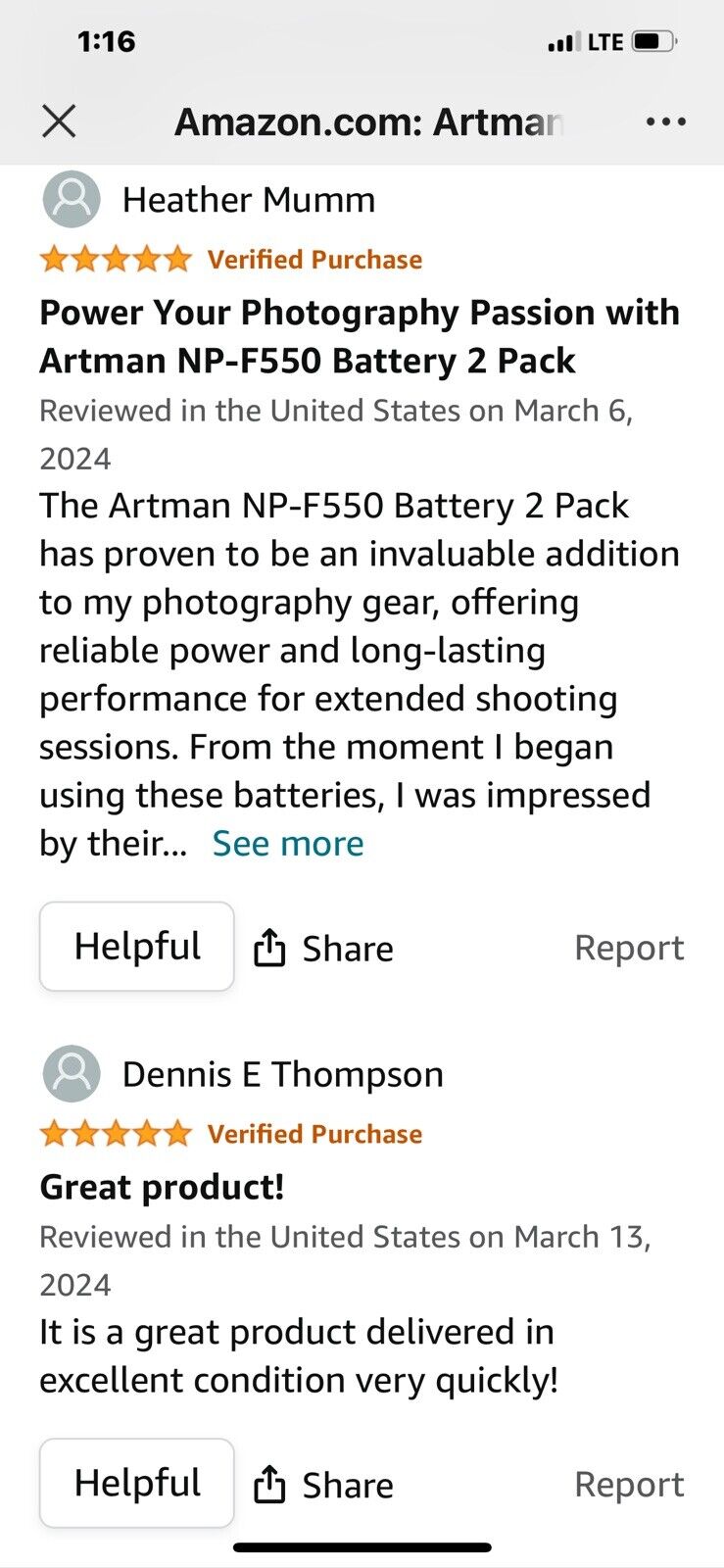 NP-F550 Battery 2-Pack + Wall Charger for Sony 2600mAh