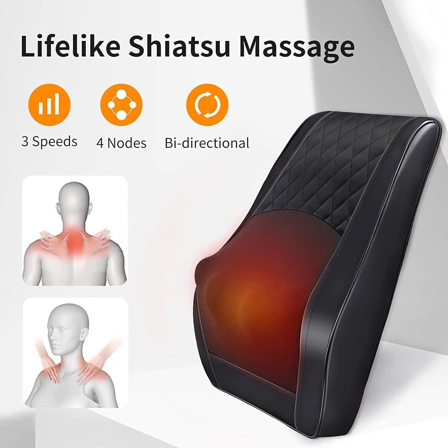 Neck and Shoulder Massager with Heat, Shiatsu Massage Pillow with 3D Deep Tissue