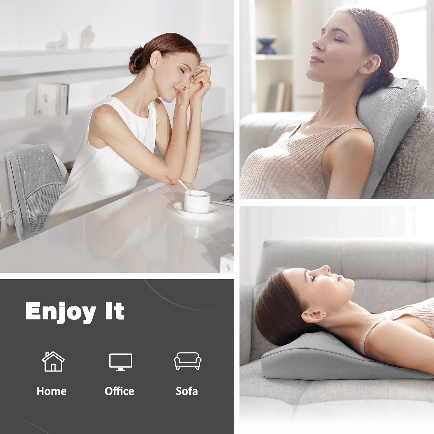 Neck and Shoulder Massager with Heat, Shiatsu Massage Pillow with 3D Deep Tissue