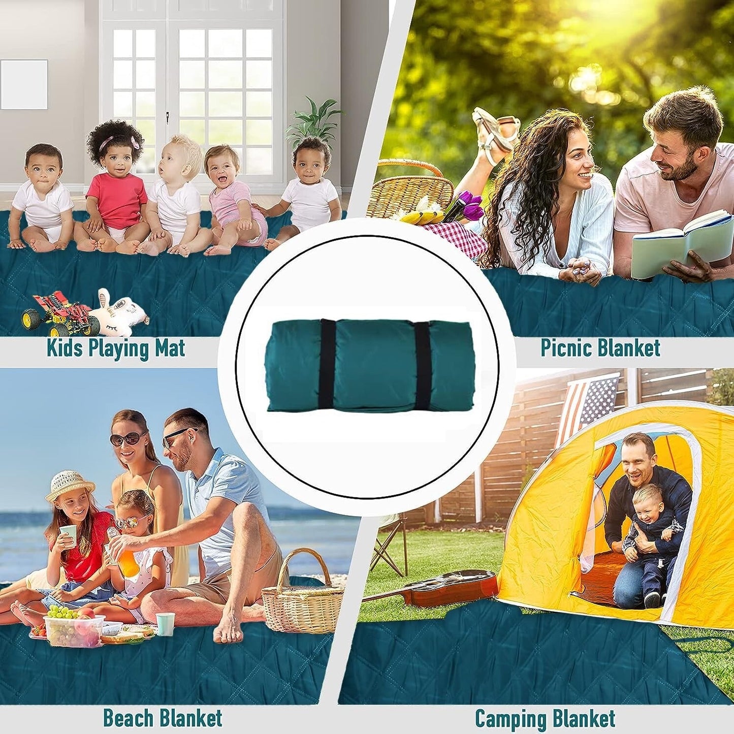 82”x55” Outdoor Waterproof Camping Blanket - Hooded Fleece Windproof Blanket