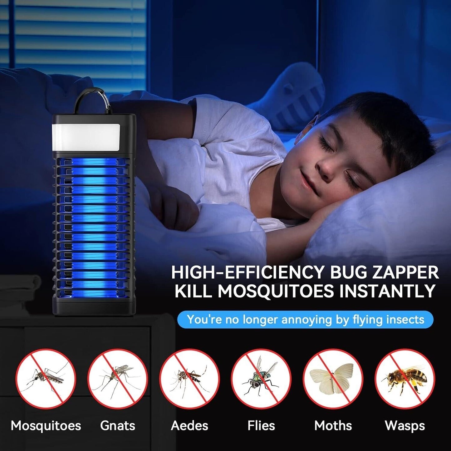 Rechargeable Mosquito Zapper Bug Zapper with Camping light hook Fly Traps Killer
