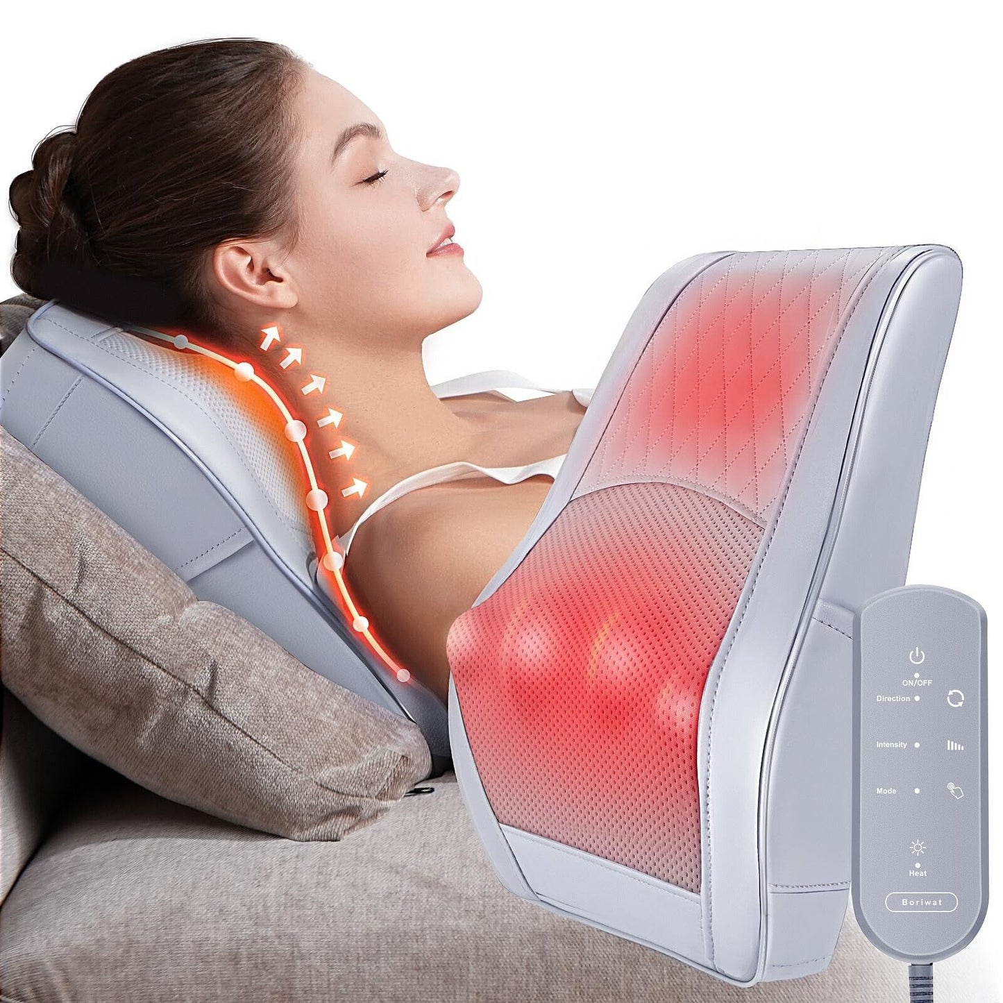 Neck and Shoulder Massager with Heat, Shiatsu Massage Pillow with 3D Deep Tissue