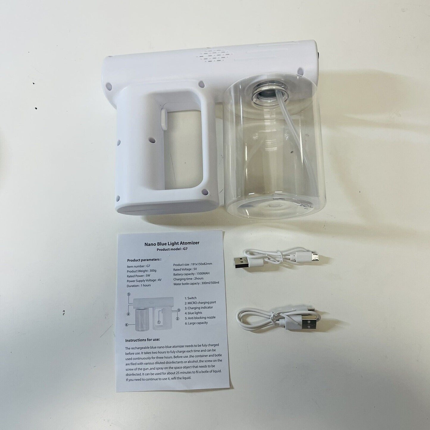 500ML 消毒喷雾枪 可充电纳米雾化器 电动喷雾器 烟雾器
