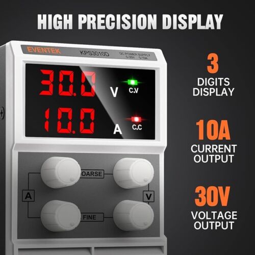 DC Power Supply Adjustable (30V 10A) Variable Switching Regulated Digital Power