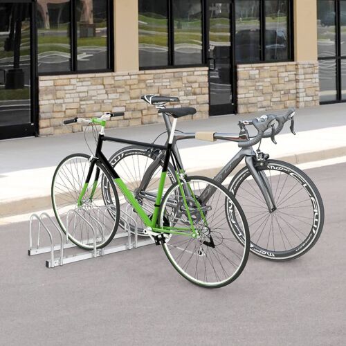 4 Bikes Floor Rack Stand Steel Bicycle Storage Organizer Parking Holder