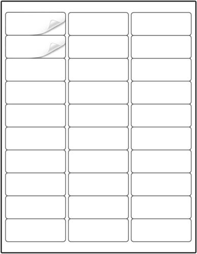 6000 Label 30 UP 1" x 2 5/8" Shipping Adhesive Blank Labels 200 Sheets 2.625 x 1