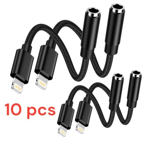2 Pcs Lightnin to 3.5mm Aux Adapter for iPhone Headphones Jack Adapter