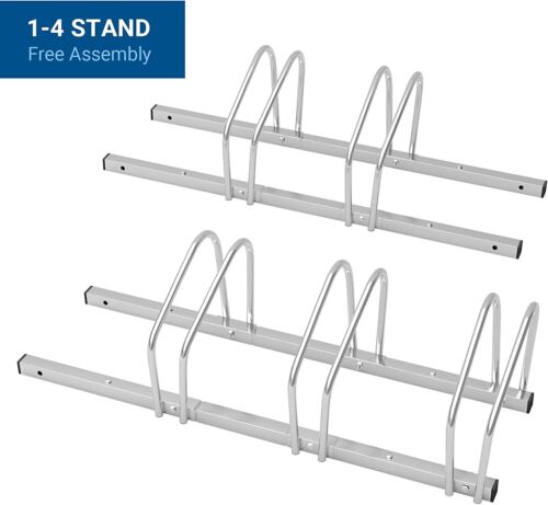 4 Bikes Floor Rack Stand Steel Bicycle Storage Organizer Parking Holder