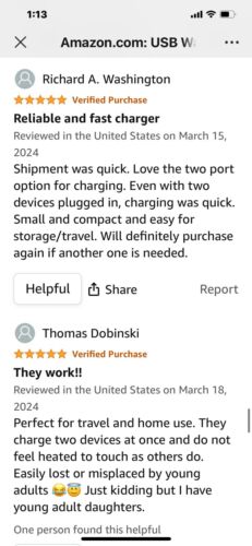 3Pcs USB Wall Charger, 5V 2.1A Power Adapter Universal Travel Charger