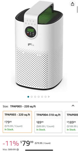 TOPPIN 600 ft² air purifier AP003 Child Lock, 3 Fan Speeds H13 True HEPA Filter