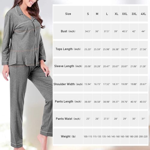 ONLY SIZE-M-Women's Soft Pajama Set Two Pieces Set Classic long Comfort