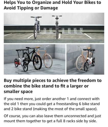 4 Bikes Floor Rack Stand Steel Bicycle Storage Organizer Parking Holder