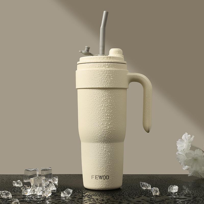 40oz Stainless Steel Tumbler with Handle and Straw, Travel Coffee Mug Stainless Steel Insulated ,Travel Mug with Lid, Spill Proof, Hot Beverage and Cold,