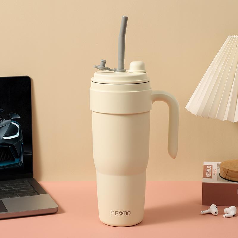 40oz Stainless Steel Tumbler with Handle and Straw, Travel Coffee Mug Stainless Steel Insulated ,Travel Mug with Lid, Spill Proof, Hot Beverage and Cold,