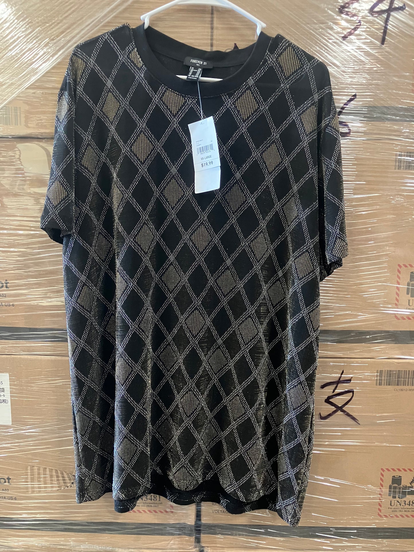 Metallic Lattice Crew Tee